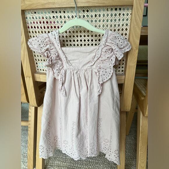 Zara Kids Blush dress eyelet embroidered lace wedding toddler dusty rose - Picture 2 of 6